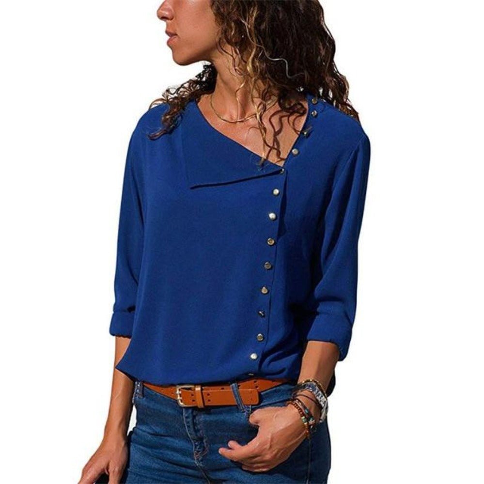 Long Sleeve Blouse Skew Collar - Easy Pickins Store