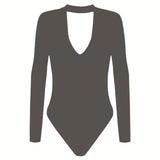 Long Sleeve Bodysuit Romper Deep V Neck One Piece Fitness Overall - Easy Pickins Store