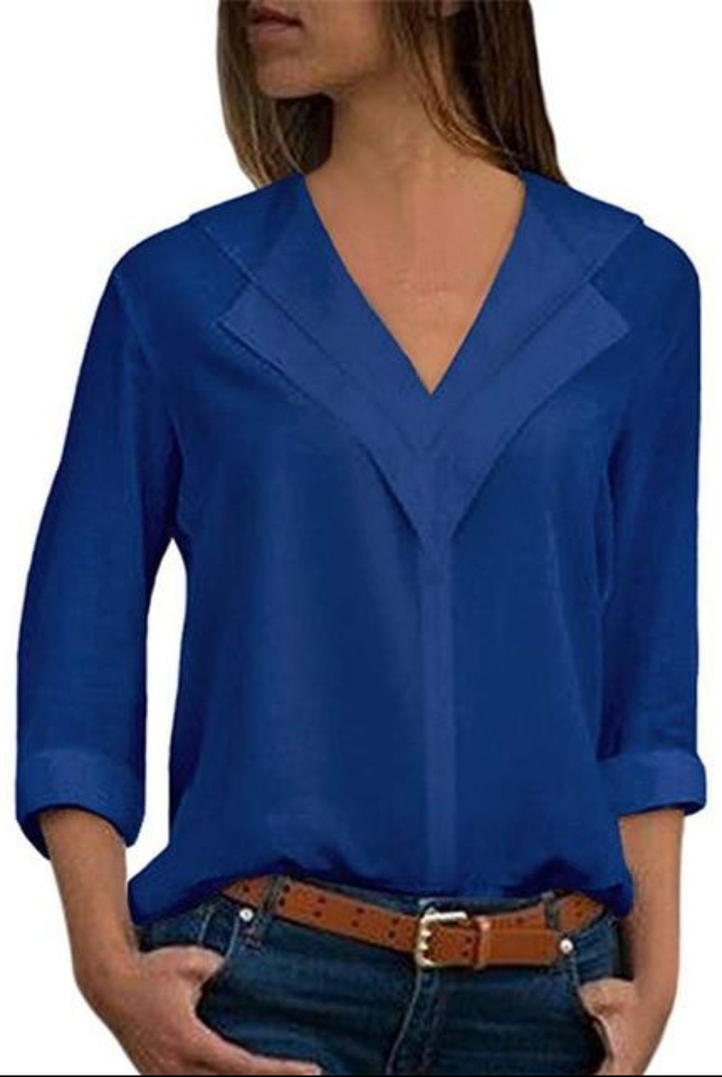 Long Sleeve Double V neck Blouse - Easy Pickins Store