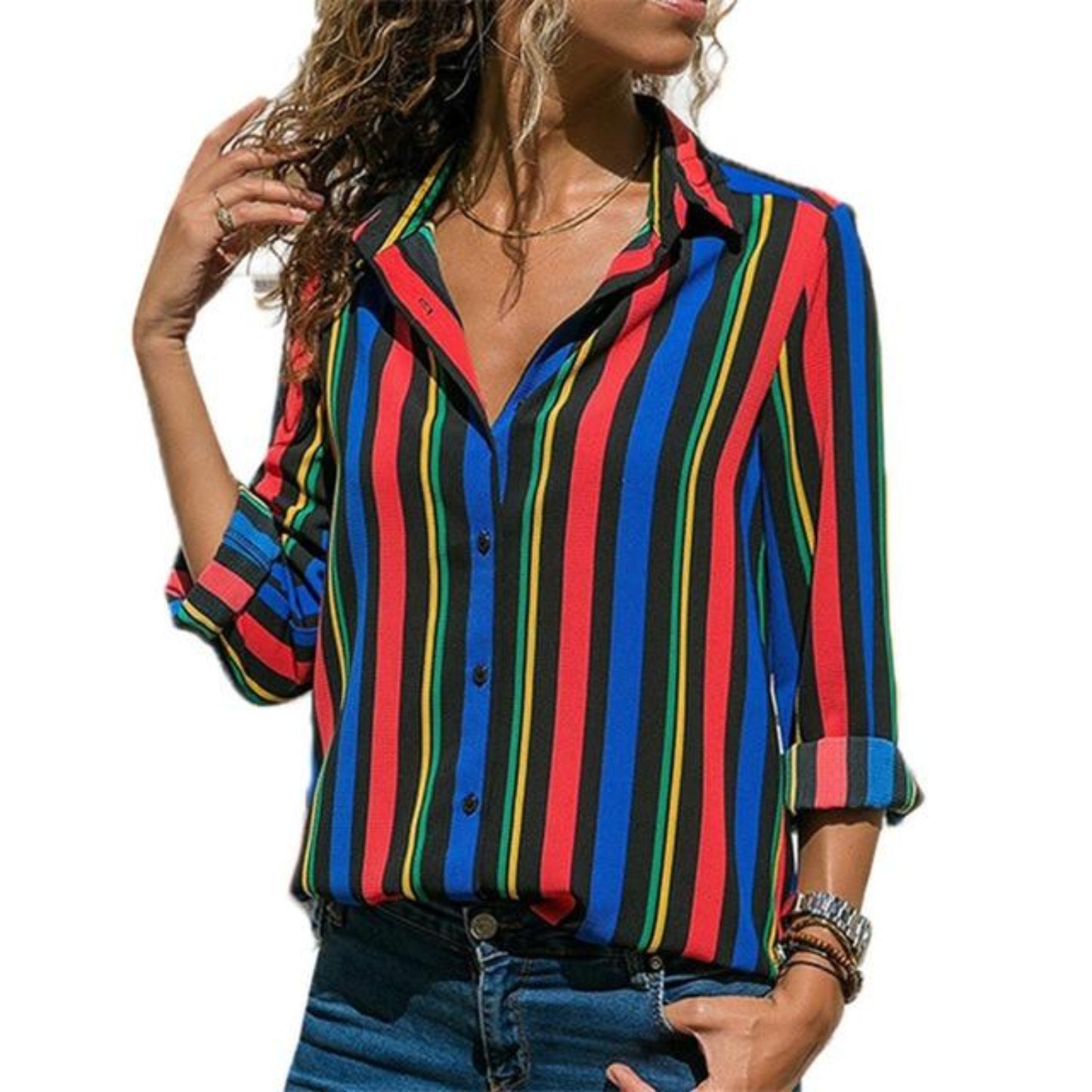 Long Sleeve Turn Down Collar Blouse - Easy Pickins Store
