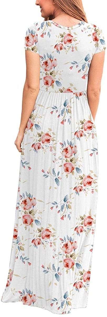 Maxi Long Dress Short Sleeve with Pockets - Easy Pickins Store
