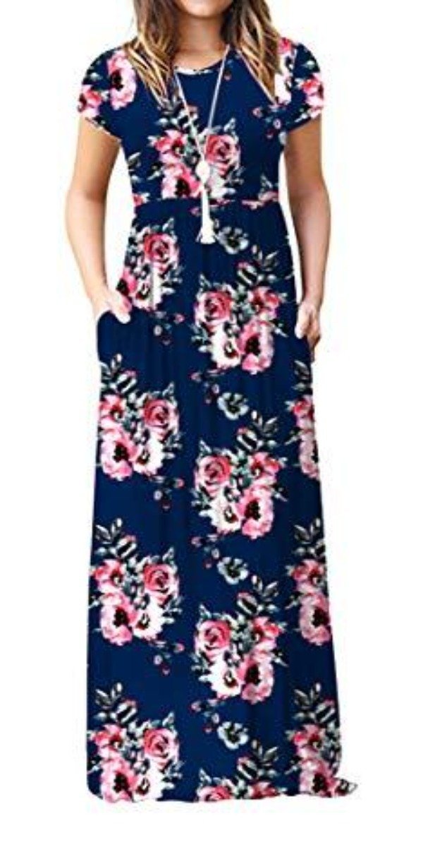 Maxi Long Dress Short Sleeve with Pockets - Easy Pickins Store