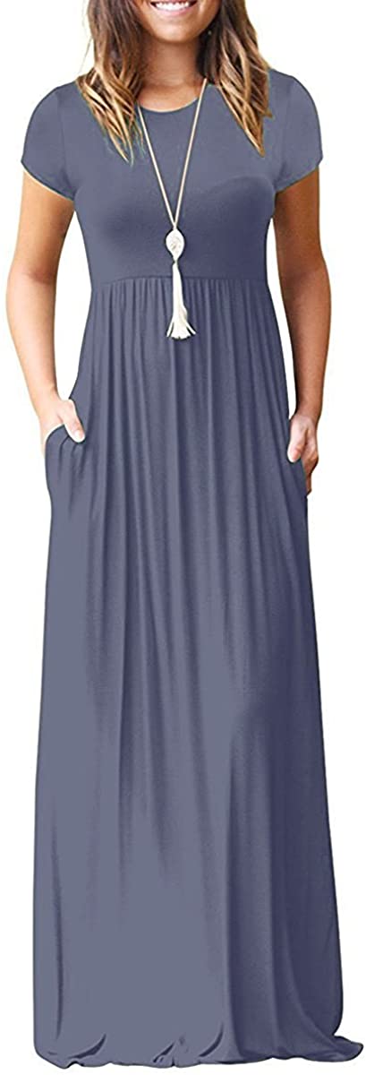 Maxi Long Dress Short Sleeve with Pockets - Easy Pickins Store
