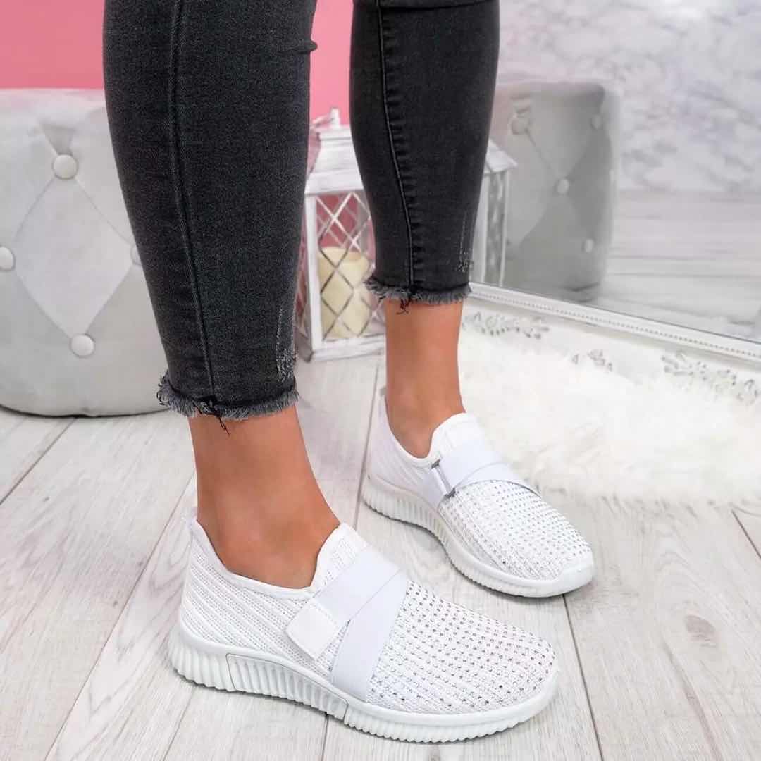 Mesh Breathable Rhinestone Platform Vulcanized Lightweight Sneakers - Easy Pickins Store