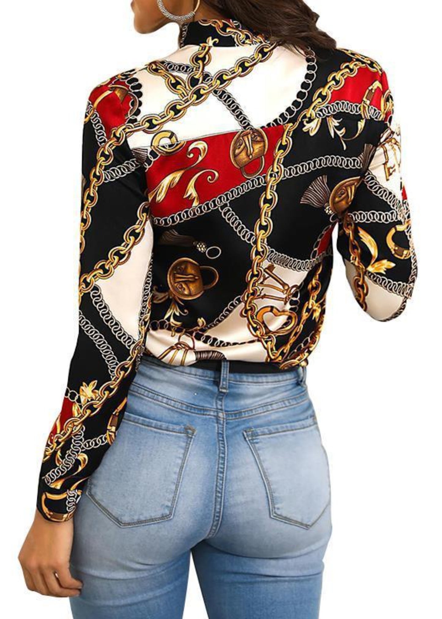 Neckline Long Sleeved Blouse - Easy Pickins Store