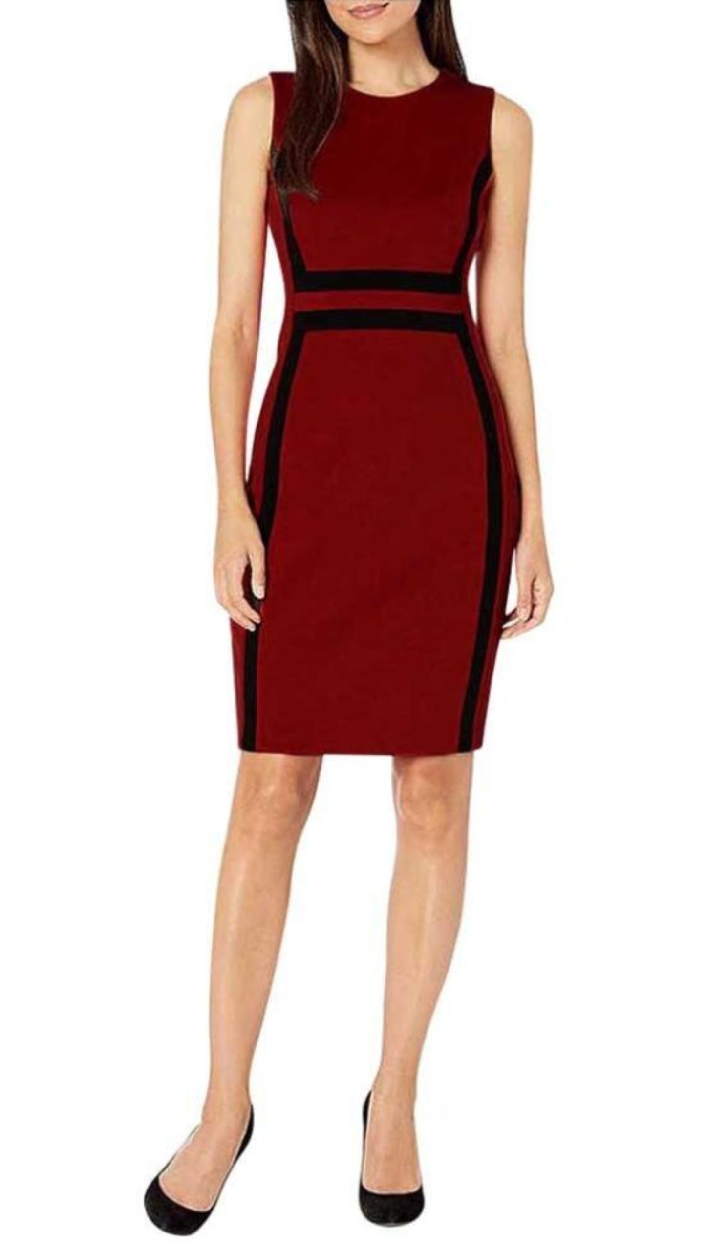 O - neck Contrast Color Stitching Pencil Dress - Easy Pickins Store