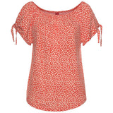 Orange Cute Carmen Style Off Shoulder O Neck Short Sleeve Blouse - Easy Pickins Store