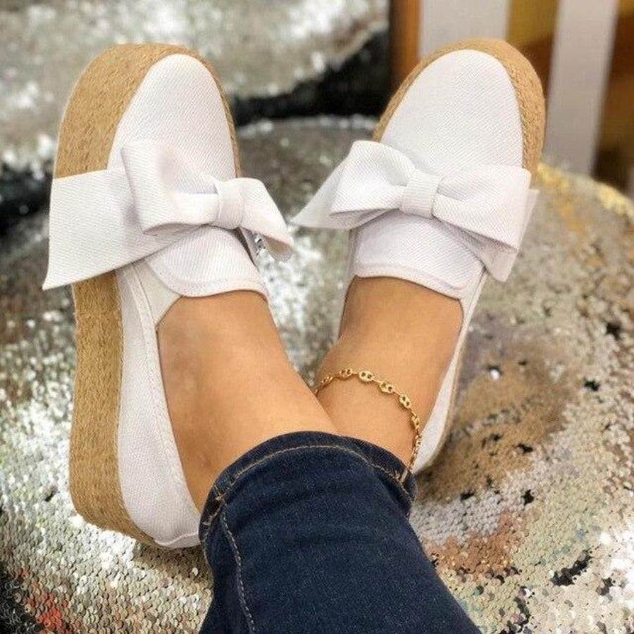 Platform Sneakers Slip On Bow Leather Loafers Moccasins - Easy Pickins Store