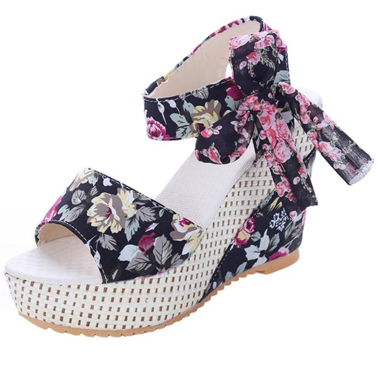 Platform Wedges Lace Belt Bow Flip Flops Open Toe High Heels - Easy Pickins Store