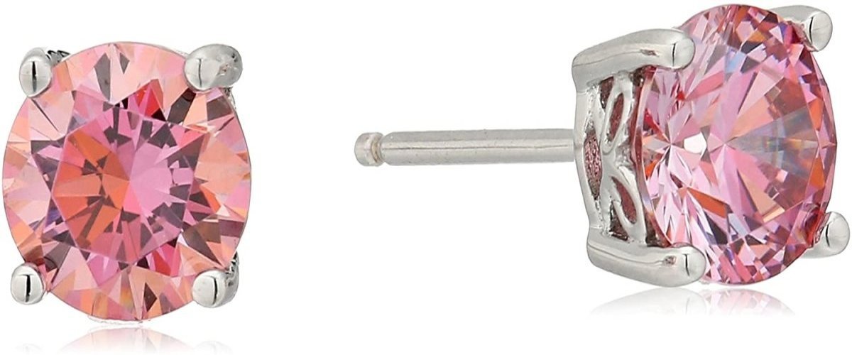Platinum Gold Plated Sterling Silver Round - Cut Stud Swarovski Zirconia Earrings - Easy Pickins Store