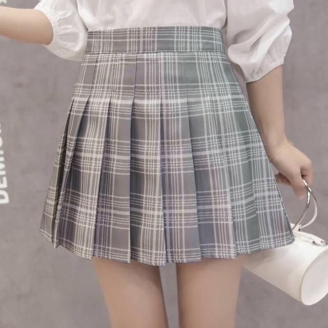 Preppy Style High Waist Chic Stitching Skirt Pleated - Easy Pickins Store