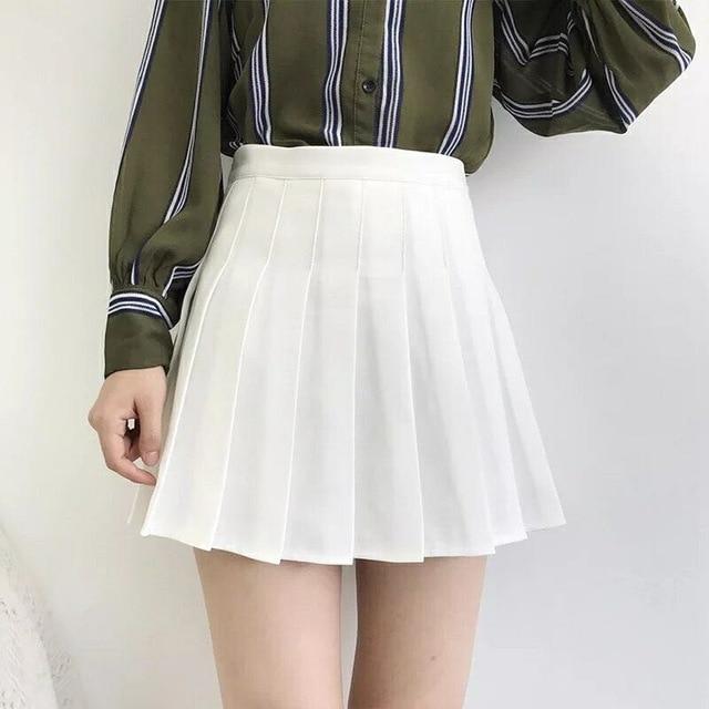 Preppy Style High Waist Chic Stitching Skirt Pleated - Easy Pickins Store