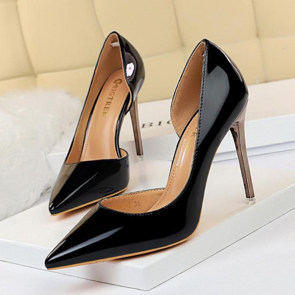 Pumps Leather High Heels Plus Sizes - Easy Pickins Store