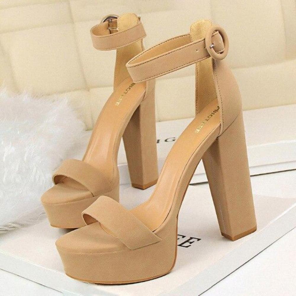 Pumps Platform High Block Buckle Heels - Easy Pickins Store