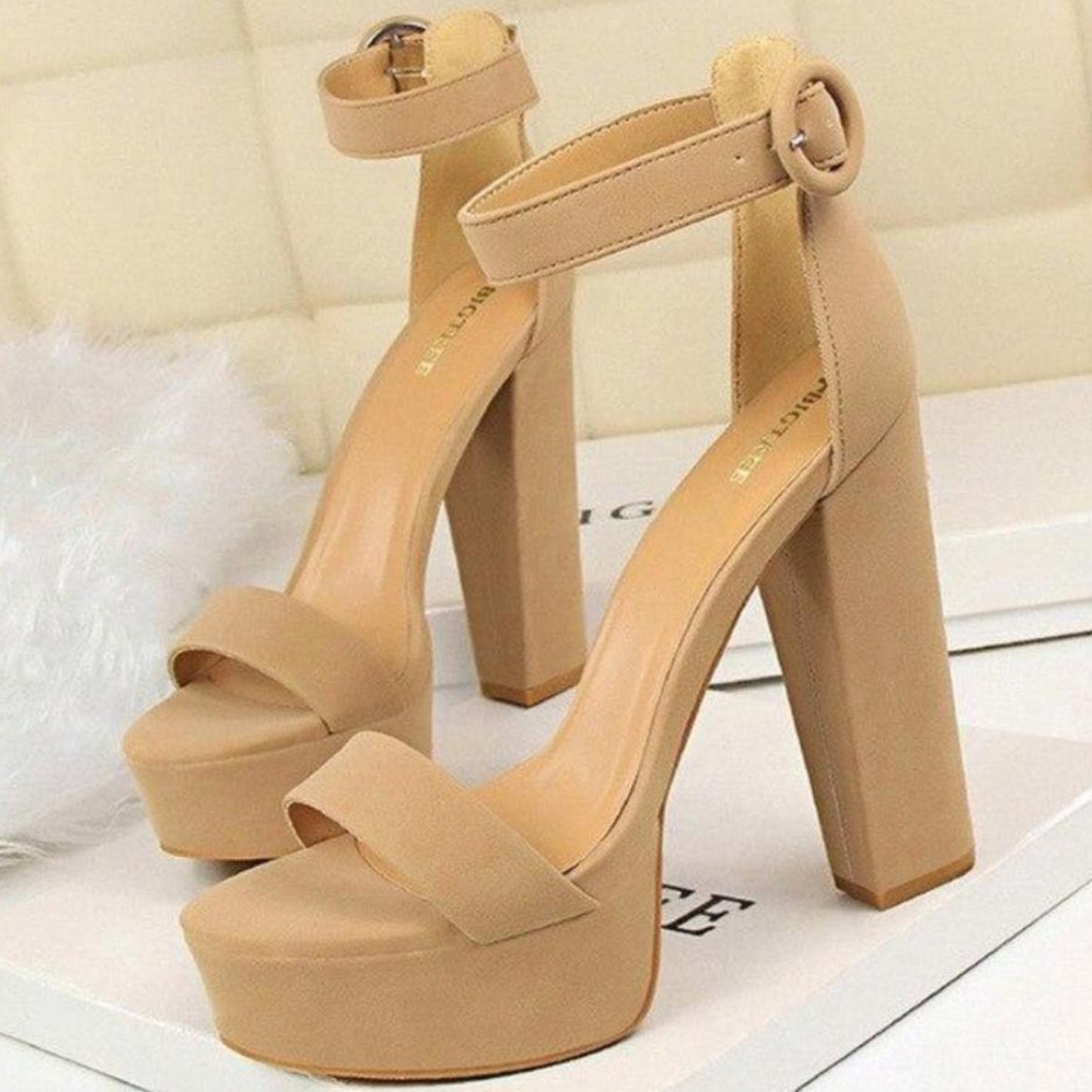 Pumps Platform High Block Buckle Heels - Easy Pickins Store