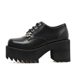 Punk Dark Platform Boots Bugle Retro Slope Lace Up Thick Sole - Easy Pickins Store