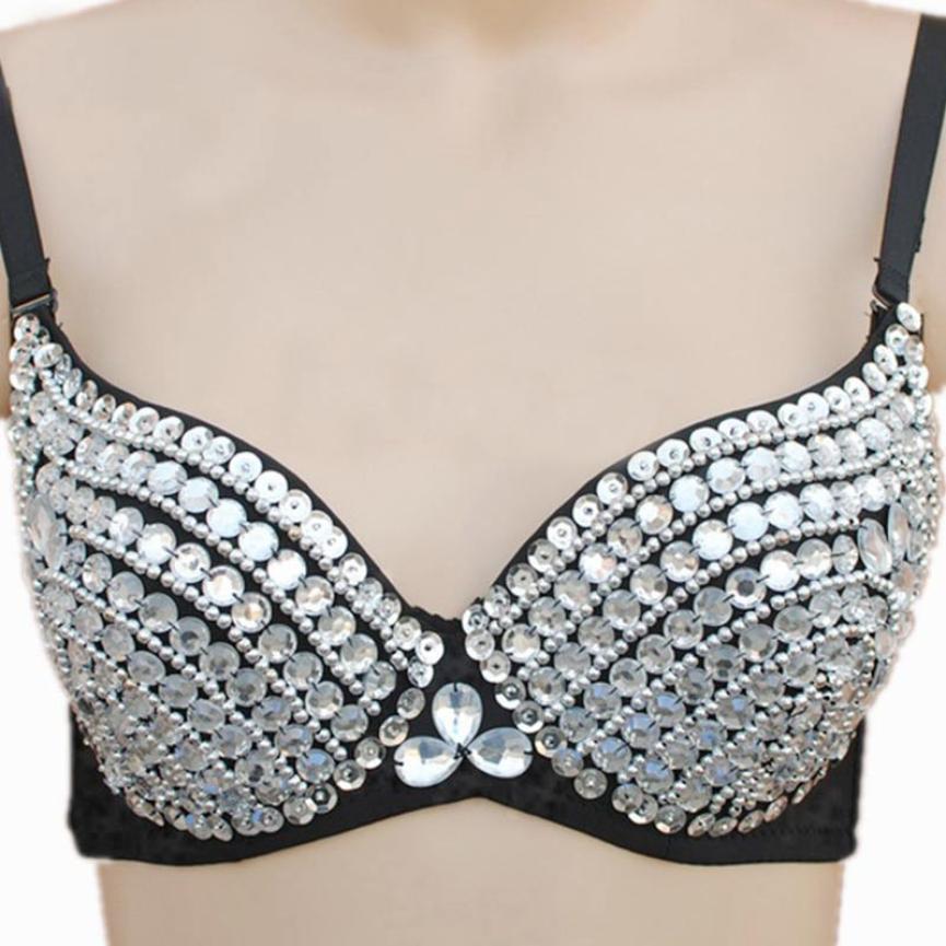 Punk Lady Goth Silver Push Up Studded Bra - Easy Pickins Store