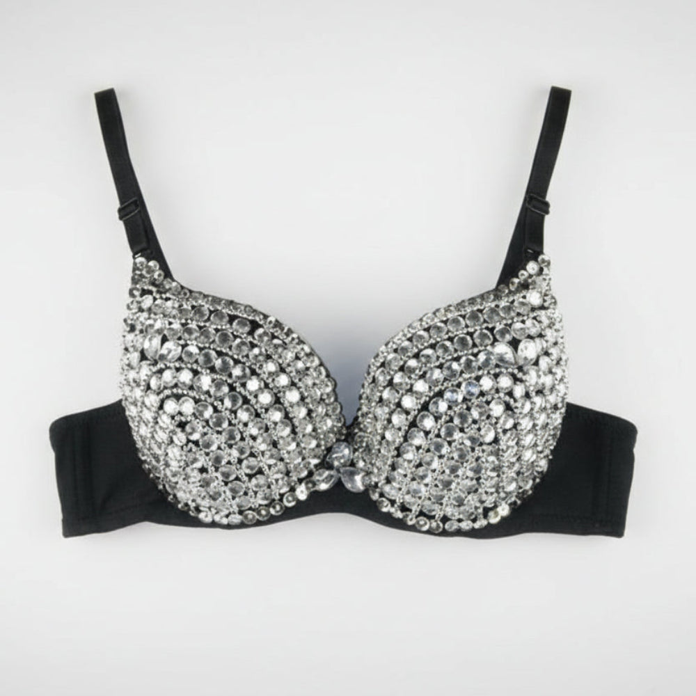 Punk Lady Goth Silver Push Up Studded Bra - Easy Pickins Store