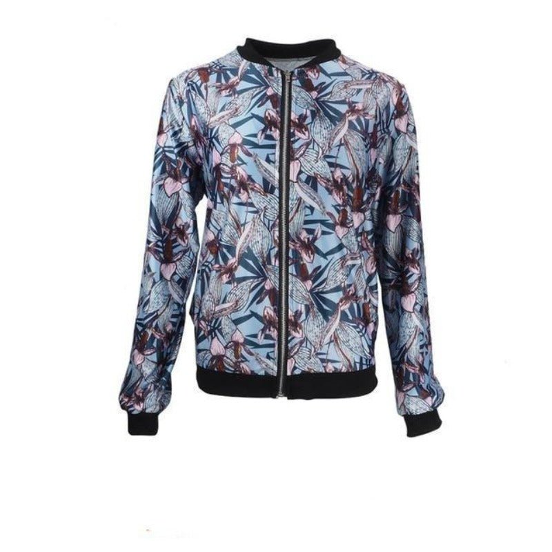 Retro Floral Printed Long Sleeve Outwear Bomber - Easy Pickins Store