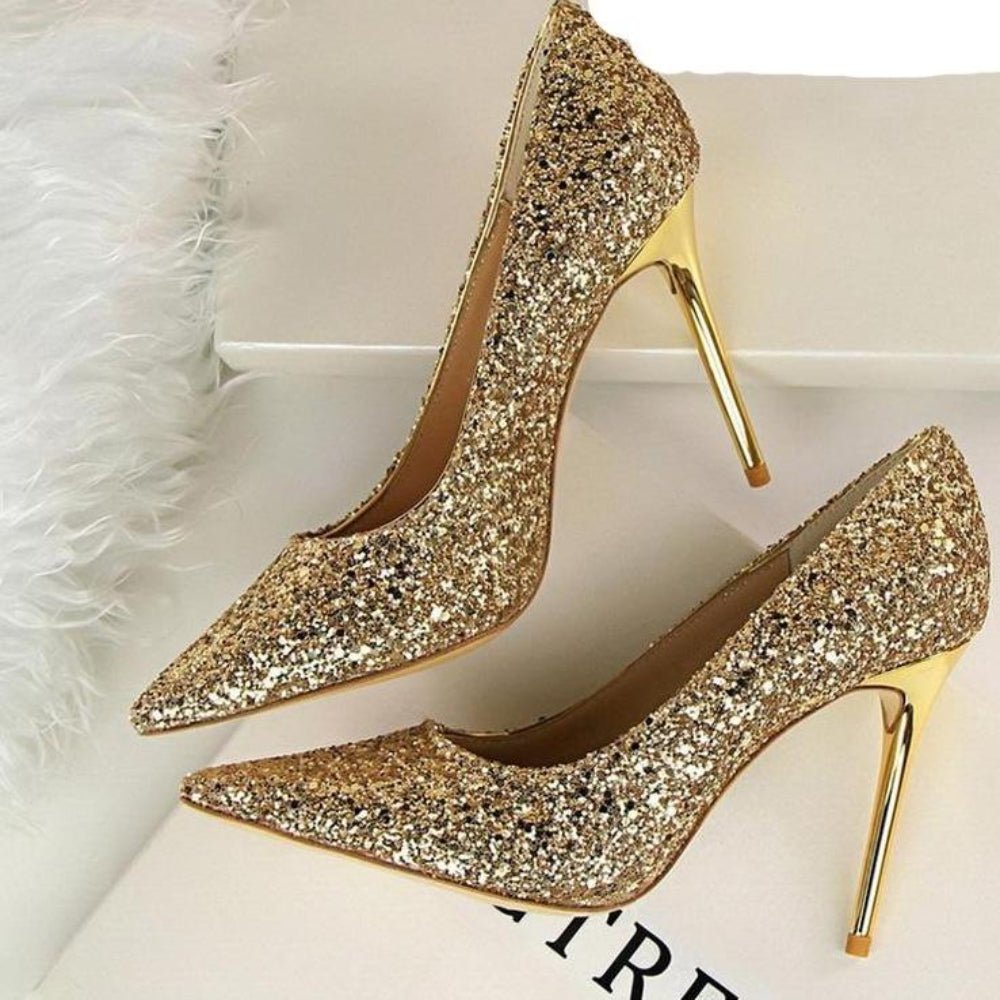 Rhinestone High Heels Pointed Pumps Plus Sizes - Easy Pickins Store
