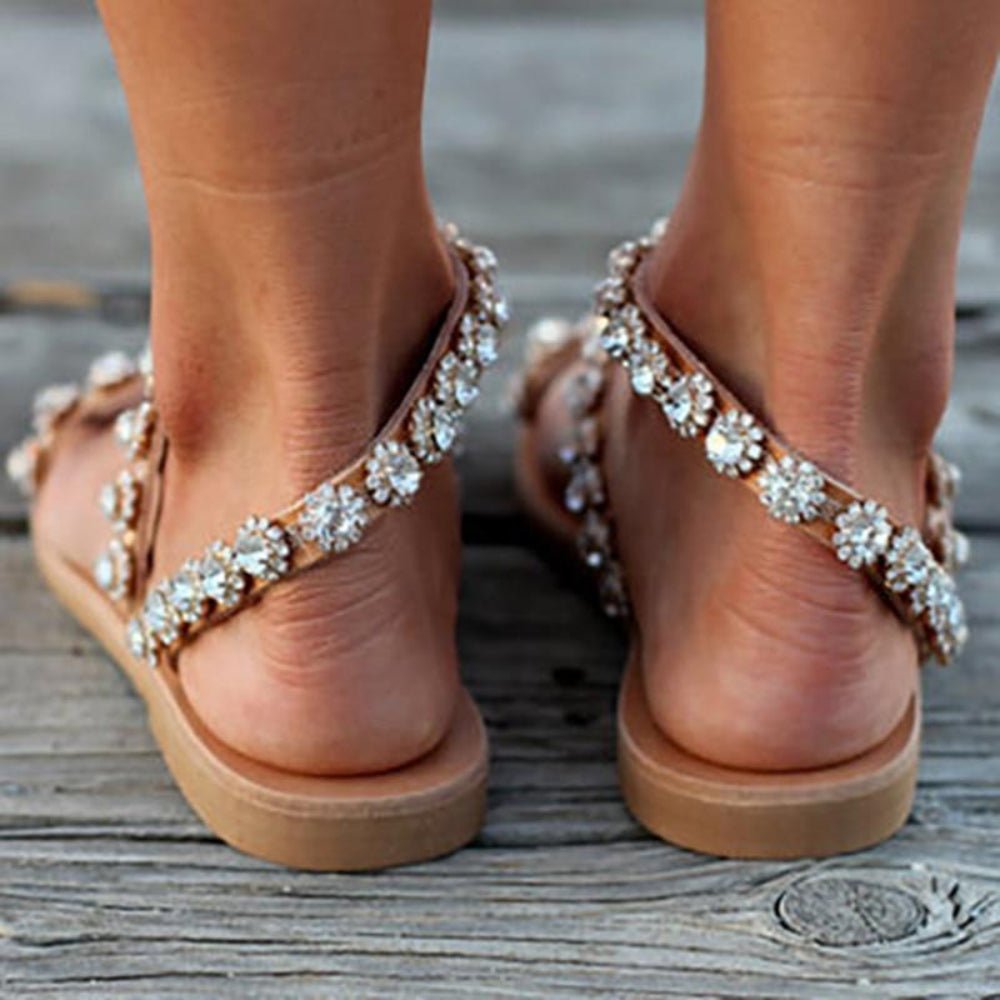 Sandals Bling Flat Sole Plus Size Flip - Flop Soft Bottom Slippers - Easy Pickins Store