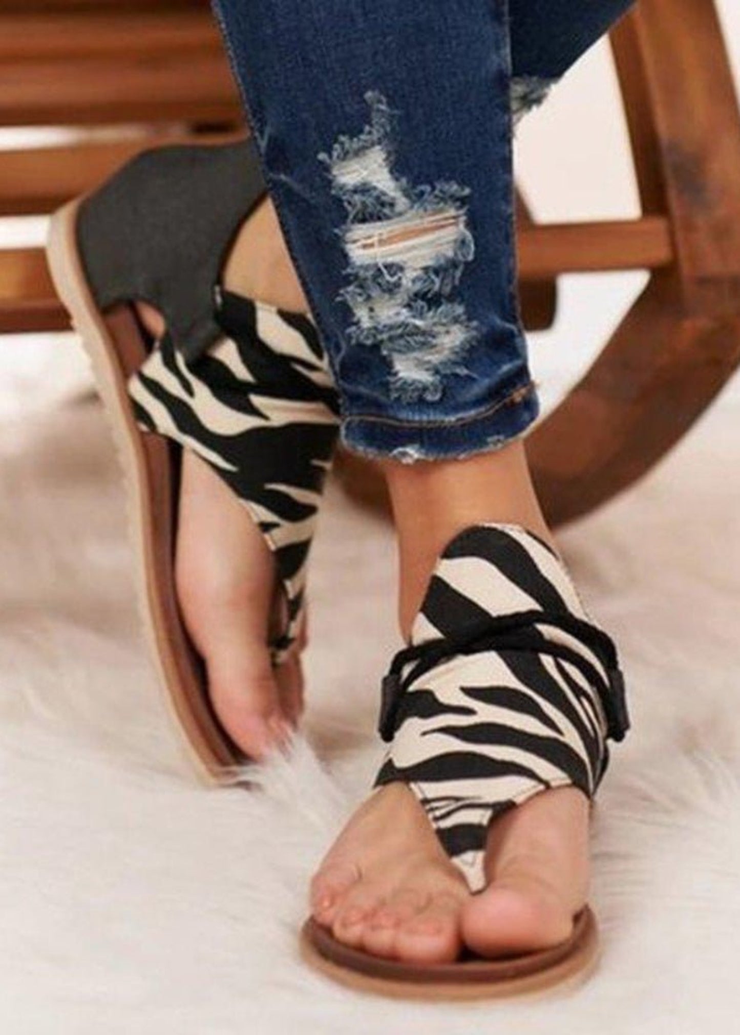 Sandals Flat Sole Bohemia Leopard Snake Zebra - Easy Pickins Store