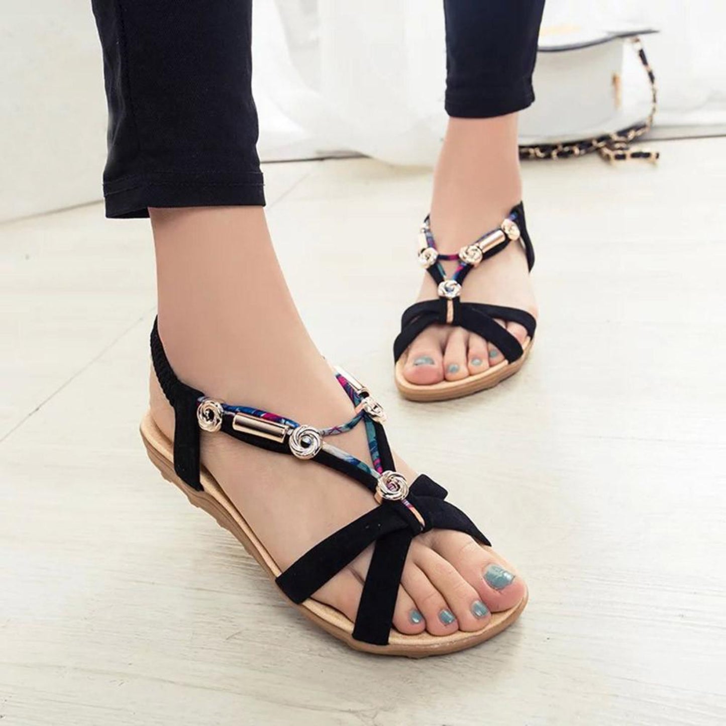 Sandals Flip Flops Plus Sizes Black Beige Red Low Heels - Easy Pickins Store