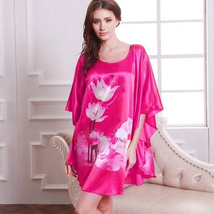Satin Nightwear Nightgown Loose Bath Gown Nightdress Sleepwear Night Dress - Easy Pickins Store