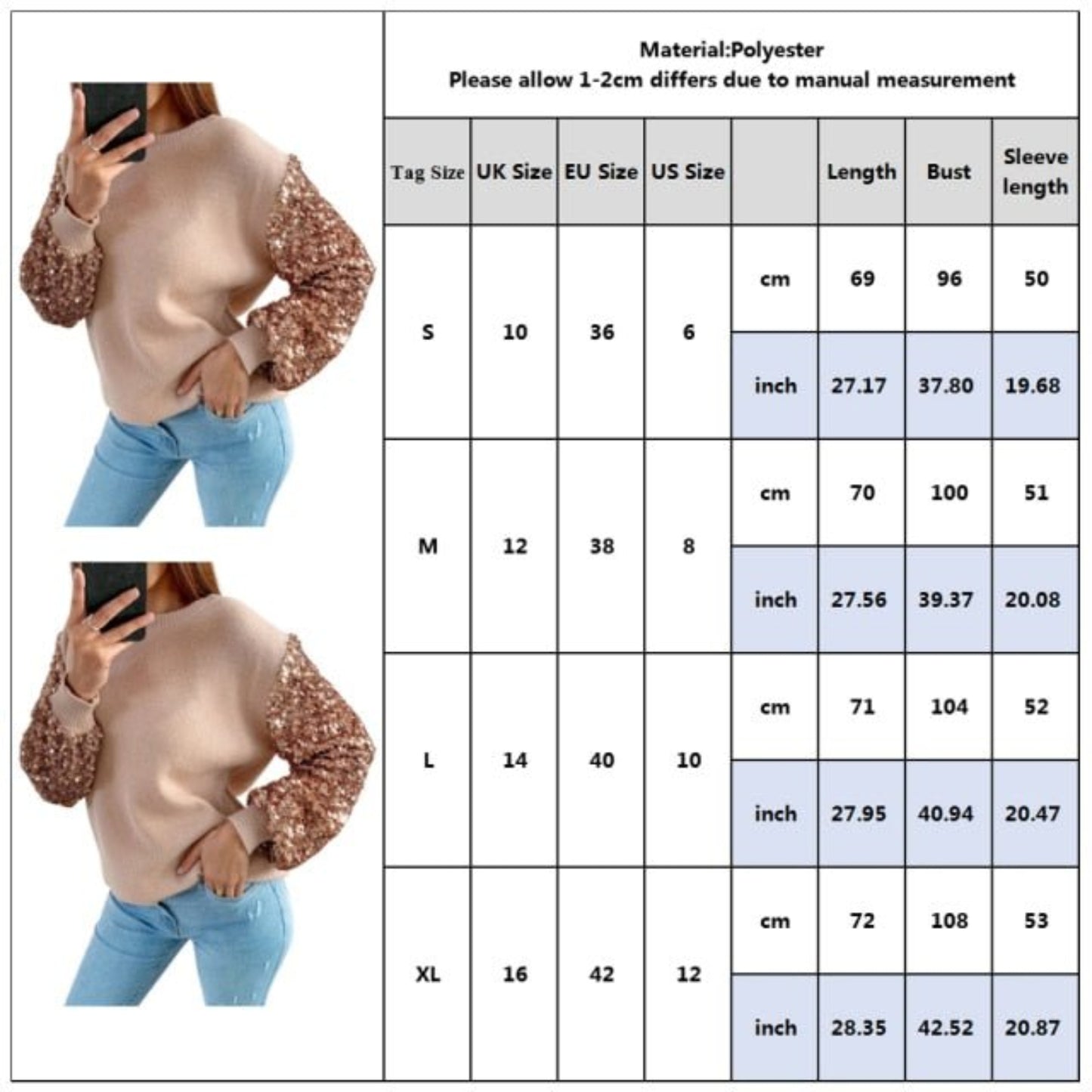 Sequins Turtleneck Long Puff Sleeve Blouse - Easy Pickins Store