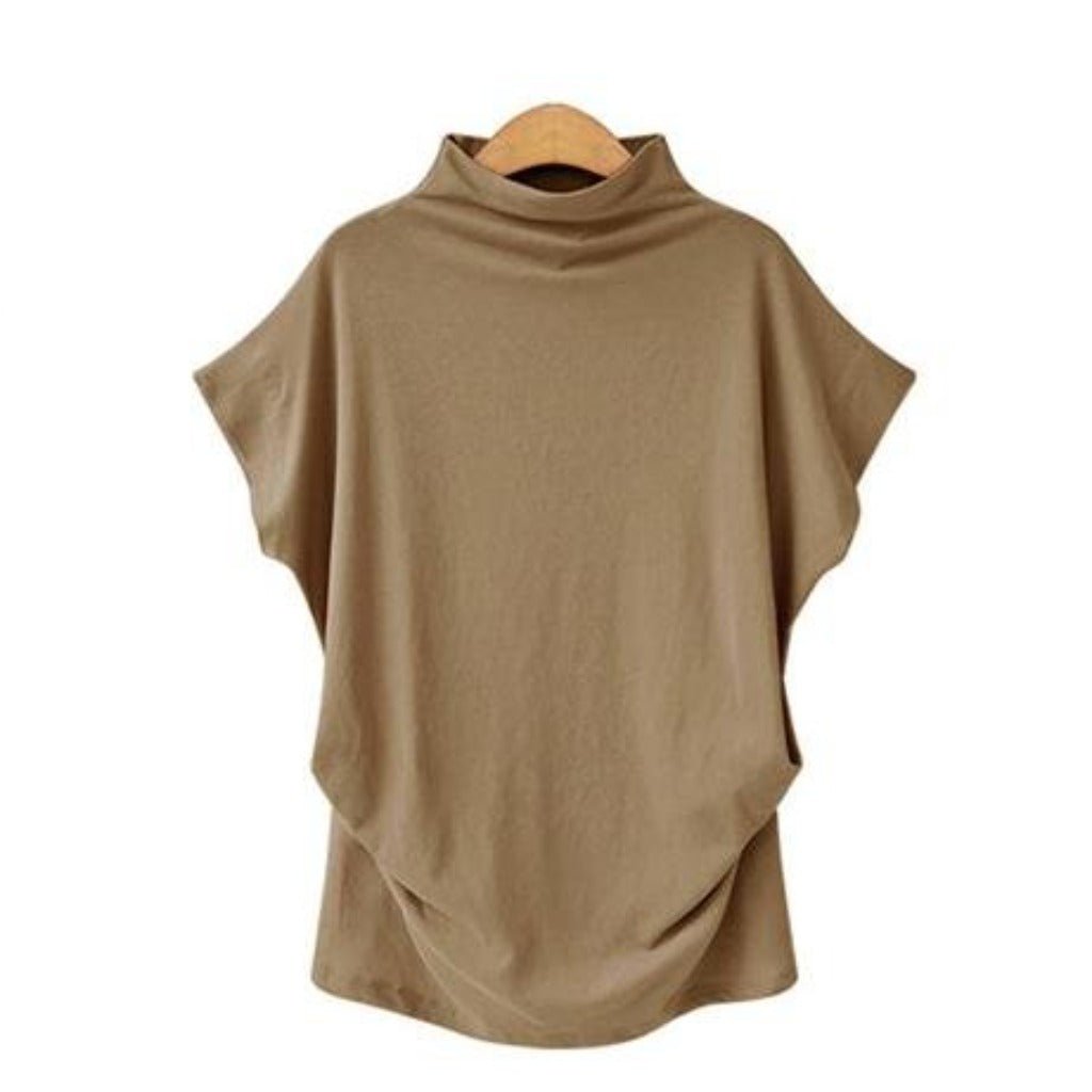 Short Batwing Sleeve Loose Turtleneck T-Shirt - Easy Pickins Store