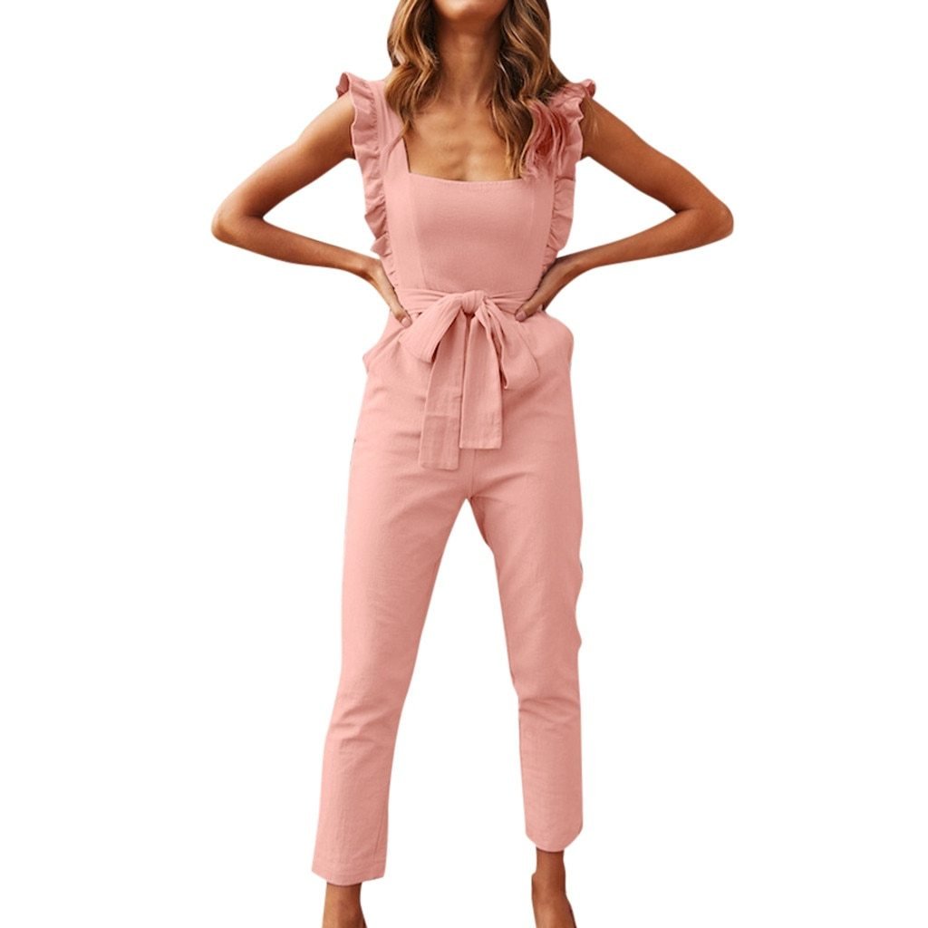 Sleeves Pockets High Waist Long Jumpsuit - Easy Pickins Store