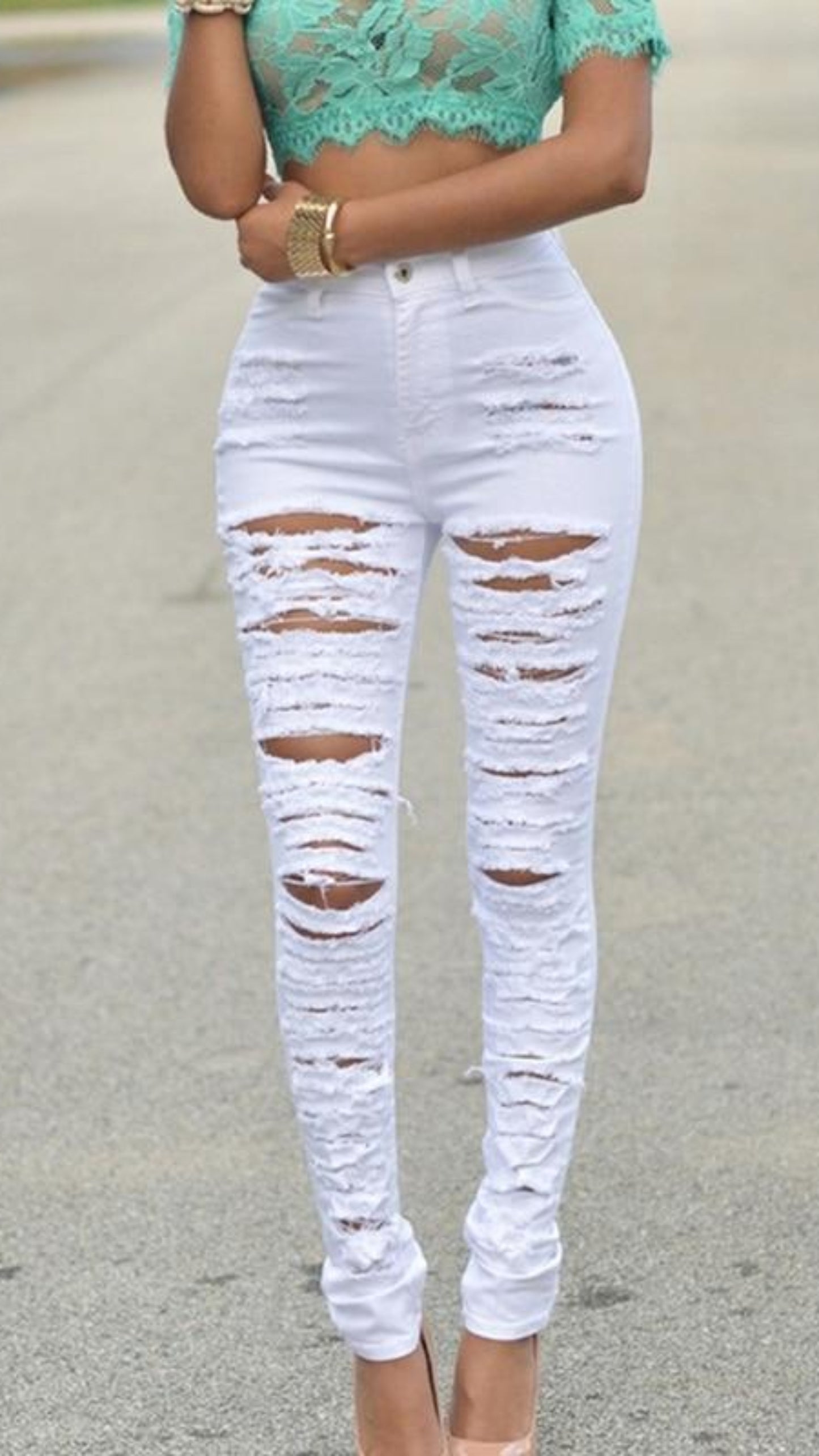 Slim Skinny Denim Mid Waist Pencil Jeans - Easy Pickins Store