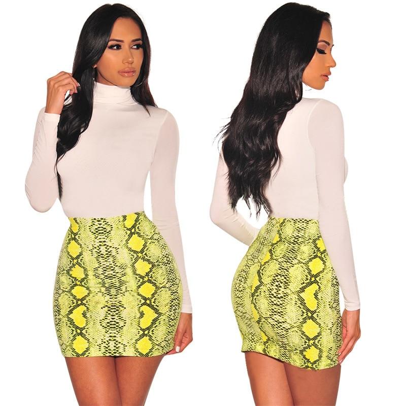 Snake Print High Waist Pencil Slim Mini Skirt - Easy Pickins Store
