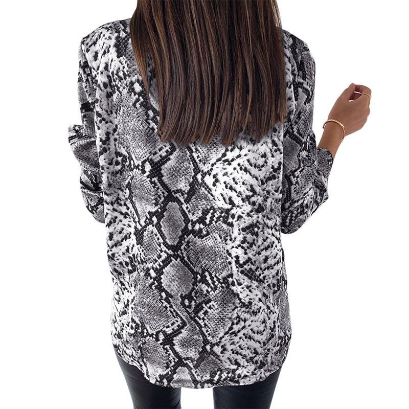 Snake Skin Print Silk Long Sleeve Blouse - Easy Pickins Store