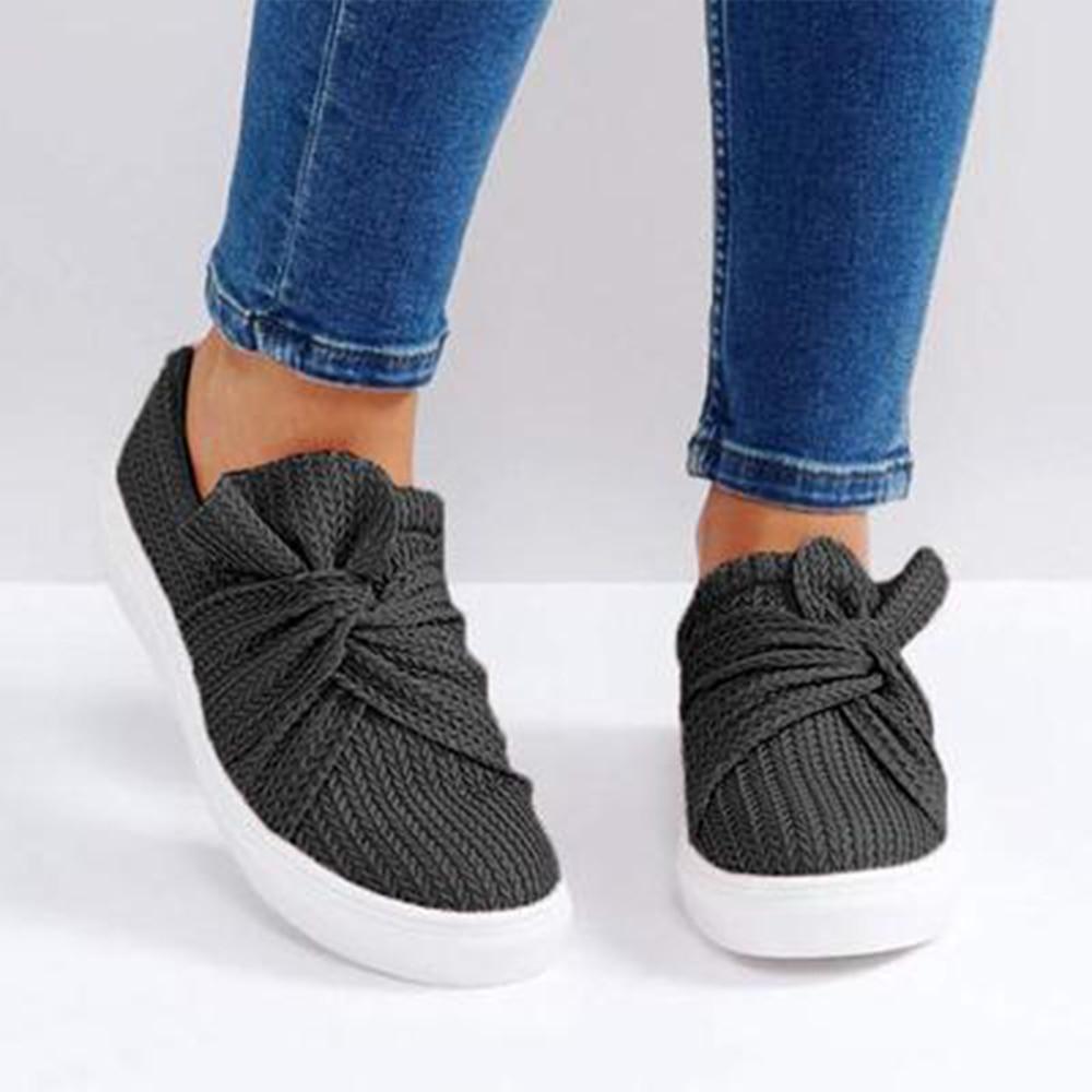 Sneakers Bow Breathable Flats Slip On Canvas Loafers - Easy Pickins Store