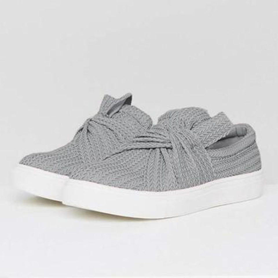 Sneakers Bow Breathable Flats Slip On Canvas Loafers - Easy Pickins Store