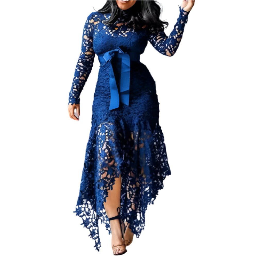 Spaghetti Straps Lace Mesh Fishtail Patchwork Slim Dress - Easy Pickins Store
