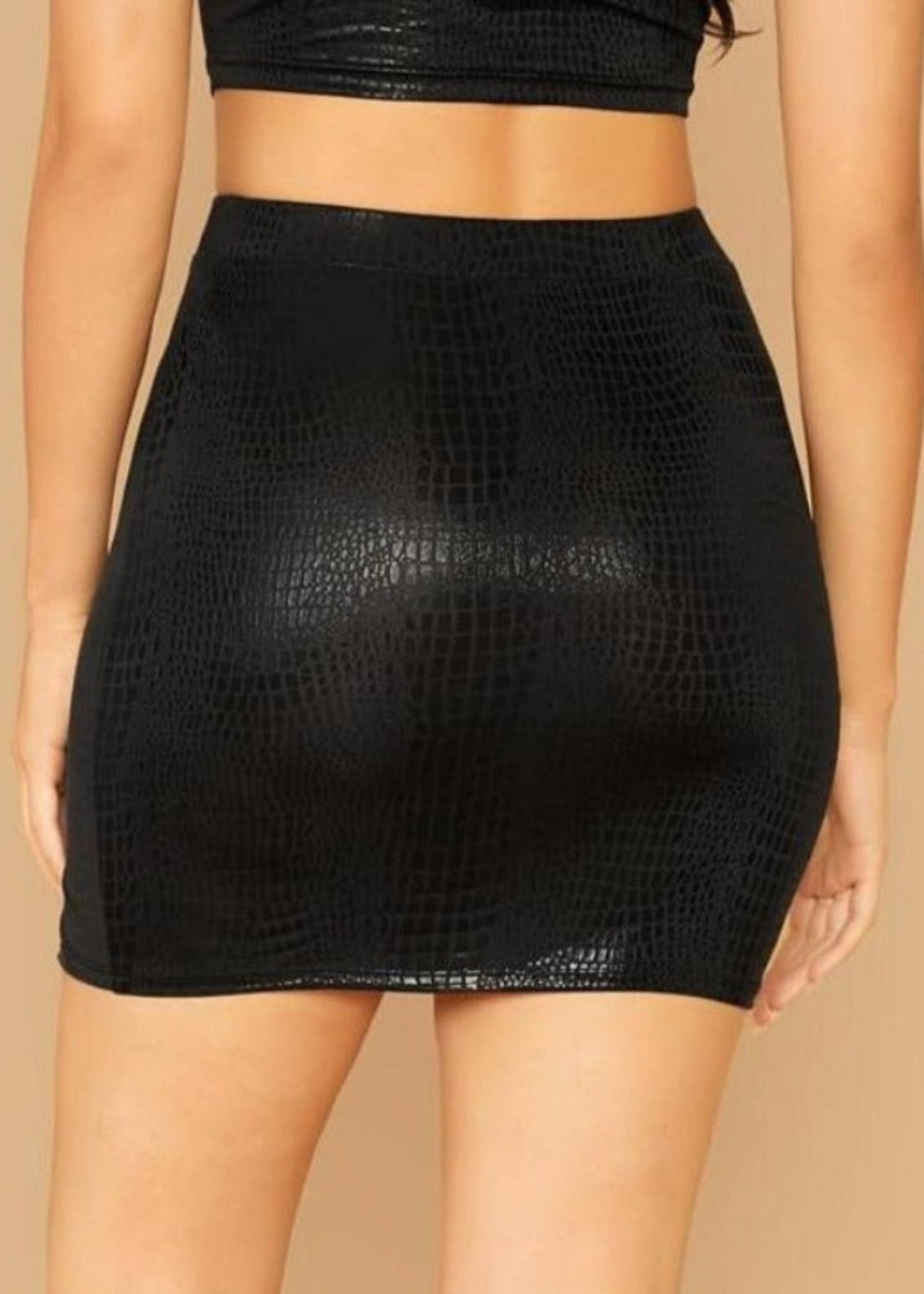 Split Side Snake Embossed High Waist Bodycon Skirt - Easy Pickins Store