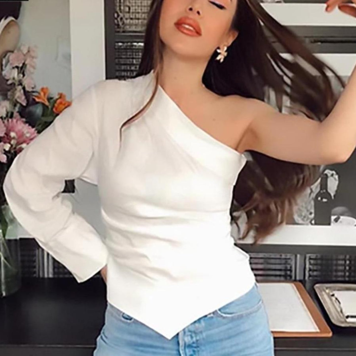Streetwear Sexy One Shoulder Crop Blouse - Easy Pickins Store