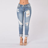 Streetwear Slim Jeans Waist Ripped Denim - Easy Pickins Store