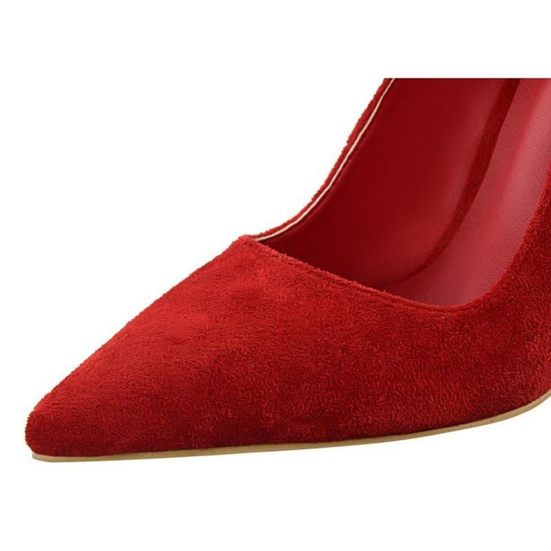 Suede Bow High Heels Pointed Toe Pumps - Easy Pickins Store