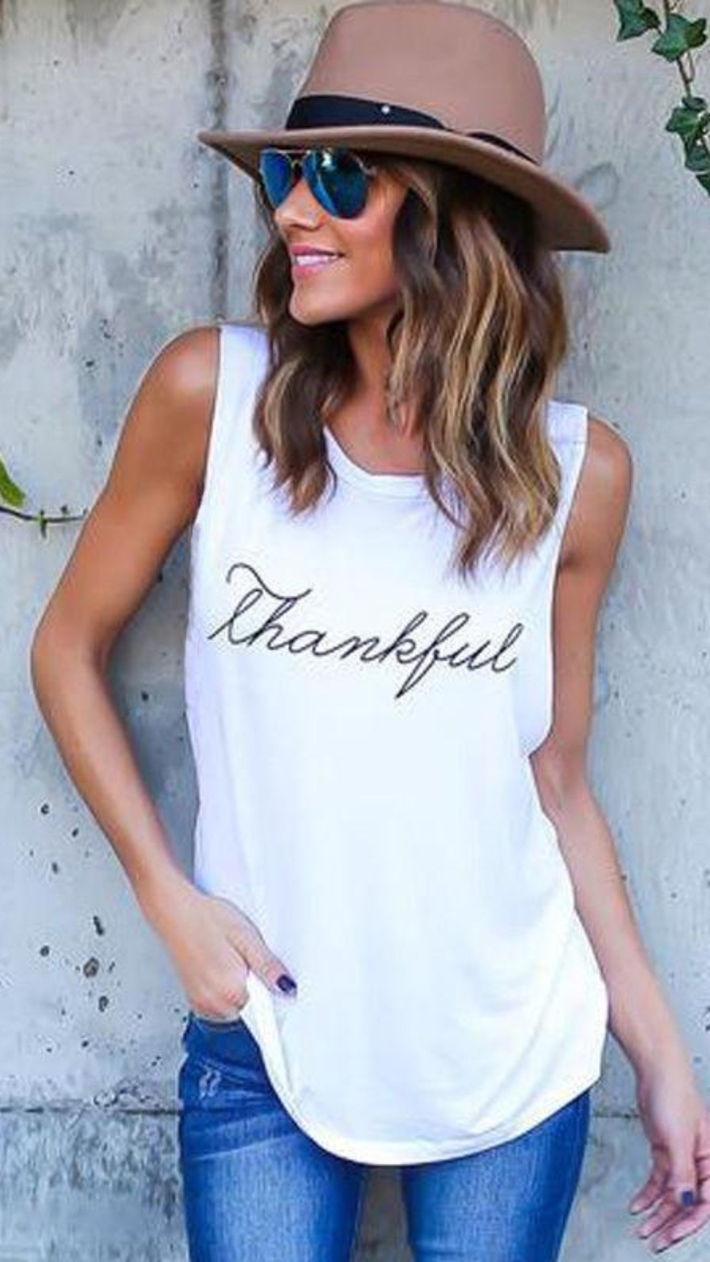Thankful Sleeveless T-Shirt - Easy Pickins Store