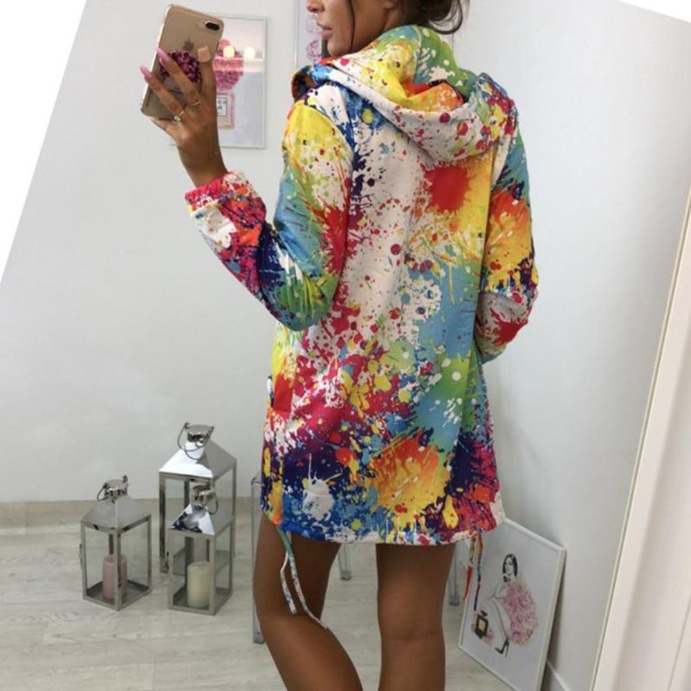 Thin Multi - color Hooded Zipper Pocket Long Jacket - Easy Pickins Store
