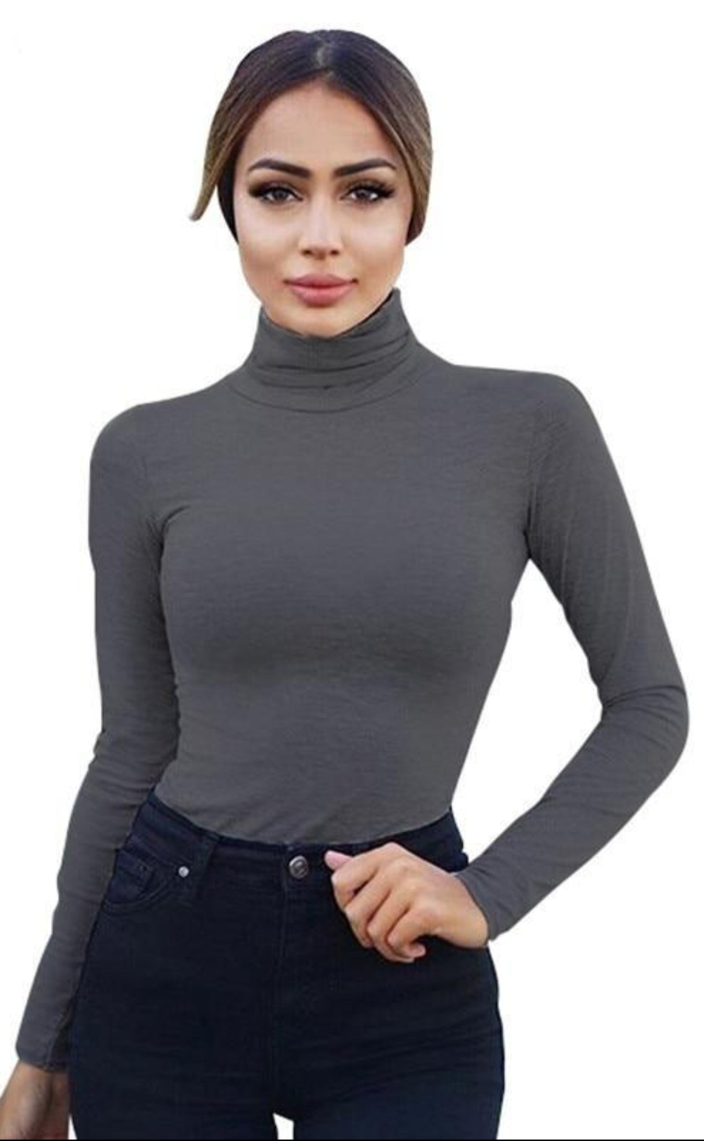 Turtleneck Long Sleeve Elastic Bodysuit - Easy Pickins Store
