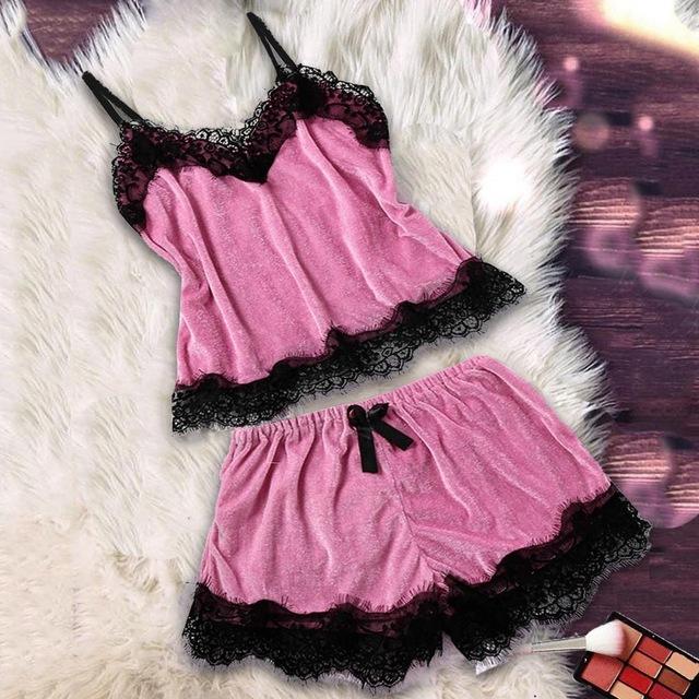 Velvet Sleepwear Pajama Set Top and Shorts - Easy Pickins Store