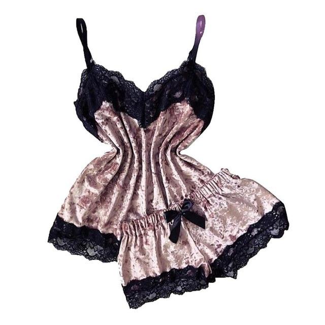 Velvet Sleepwear Pajama Set Top and Shorts - Easy Pickins Store