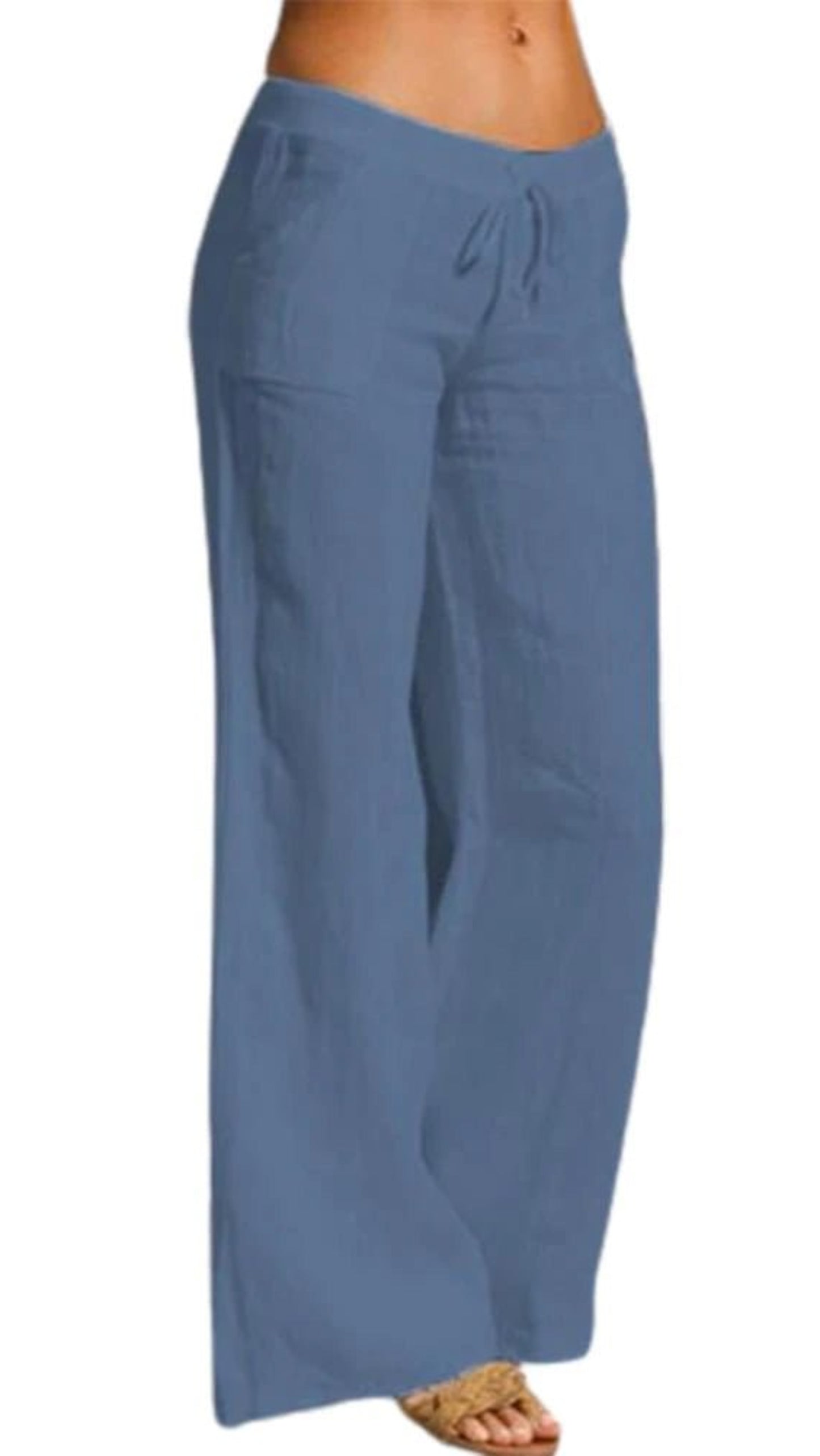 Vintage Linen Long Loose Wide Leg Elastic Waist Pants - Easy Pickins Store
