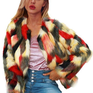 Warm Colorful Faux Fur Chic Jacket Cardigan - Easy Pickins Store
