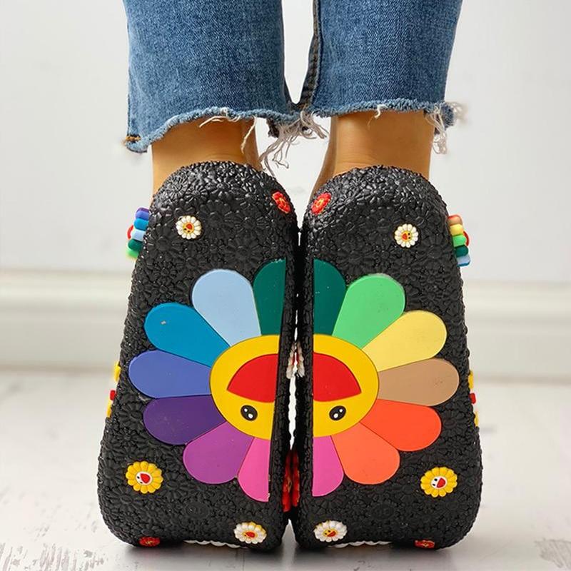 Women Cute Flat Flip Flops Soft Floral Bling Beach Sandals - Easy Pickins Store