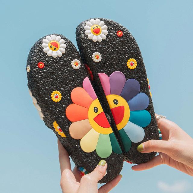 Women Cute Flat Flip Flops Soft Floral Bling Beach Sandals - Easy Pickins Store